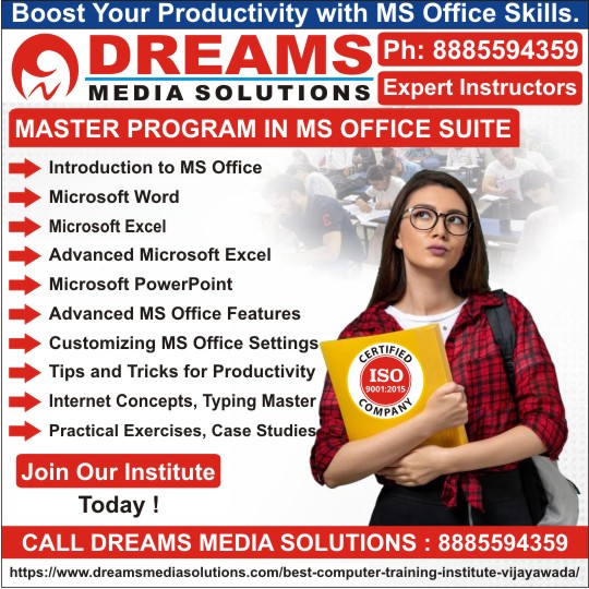 MS Office Training Institute in Vijayawada, MS Course in Vijayawada - Dreams Media Solutions Vijayawada MS Office Training Institute in Vijayawada, MS Course in Vijayawada - Dreams Media Solutions Vijayawada