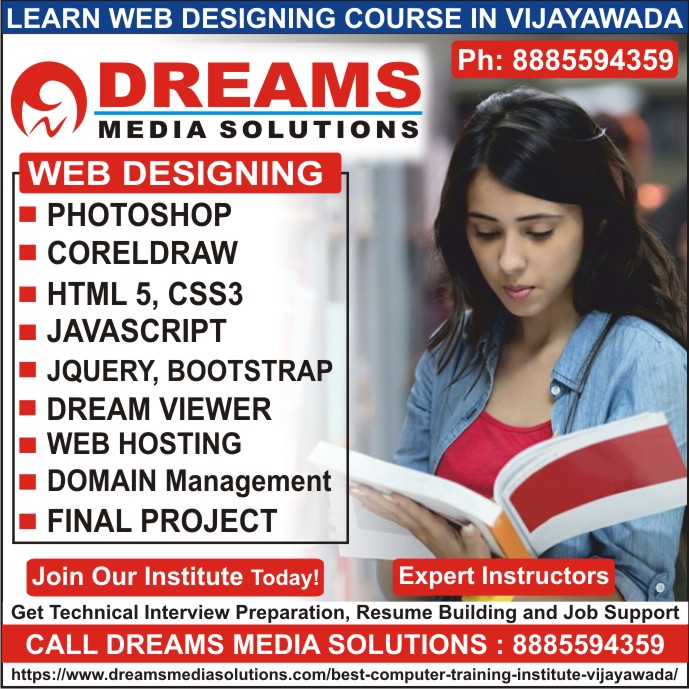 Web Designing Course in Vijayawada, Web Designing Training Institutes in Vijayawada, Web Designing Training in Vijayawada, Web Designing Institutes in Vijayawada | Dreams Media Solutions Vijayawada Web Designing Course in Vijayawada, Web Designing Training Institutes in Vijayawada, Web Designing Training in Vijayawada, Web Designing Institutes in Vijayawada | Dreams Media Solutions Vijayawada